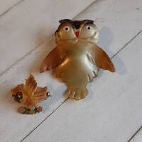 Vintage Celluloid Owl Brooch - Autumn Jewelry