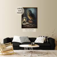 dark moody owl print, dark library, mystery, witchy print, Victorian room decor, dark academia wall