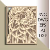 Owl multilayer SVG/ Owl cut file/ 3D layer/ Plywood cutting/ Paper cutting/ SVG file/ 3D mandala ply
