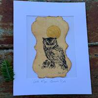 Golden Moon Screech Owl - Original Painting & Print