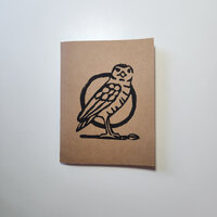 Burrowing Owl Mini Notebook: Handcrafted Linocut Pocket Journal