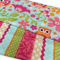 Colorful Pink Blue Owls Fabric Bundle By the Yard FBTY Fat quarters FQ Half Many Patterns 100% Cotto