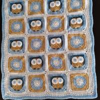 Handmade crochet owl blanket /baby throw