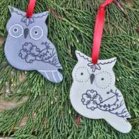 Soapstone Christmas Tree Ornaments - Handmade in Kenya - Owl Christmas Ornament, Christmas Owl, Fest