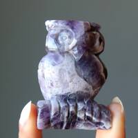 Amethyst Owl Statue Messenger Bird Sculpture Carving Chevron Purple Animal