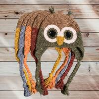 Crochet Owl Hat - Hemp/Acrylic - Choose Color and Size
