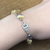 Handmade Beaded Owl Charm Bracelet  020