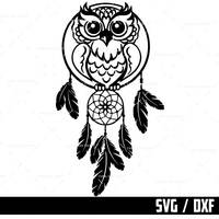 Owl Dream Catcher Line Art SVG Cut File (Digital Download)