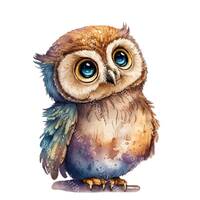 Watercolor Owl PNG Transparent Clipart Kids Cartoon Design,Printable Sublimation,Digital Instant Dow