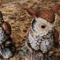 Vintage ARDCO Porcelain Owl Figurines Pair
