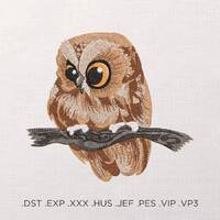 Cute Sleepy Owl Machine Embroidery Design - Owl Embroidery Files - 5 Sizes - Instant Download