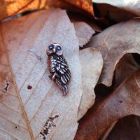 Owl Copper Lapel Pin-CC443C- Bird, Nocturnal Animals, Wildlife, Woodland Animals, and Wise Pins and 