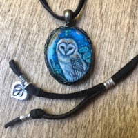 Barn Owl Bronze Pendant Necklace: Cottagecore Forest Art Jewelry