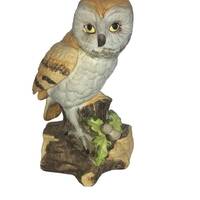 Vintage Ceramic Owl On A Log 7 1/2&rdquo;