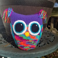 Owl pillow stuffed animals love rainbow crochet kids