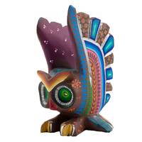 Owl Alebrije, Multicolored Owl, Wood carving, Statement decor, Mexican Craftsmanship, Bird decor, sc