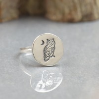 Sterling silver Owl ring.Insect Ring. Cicada ring Mystery magic jewelry.Artisan handmade ring.Hallow