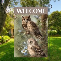 12x18 Garden Flag Sublimation Design, Owls, Welcome, Digital Design, PNG