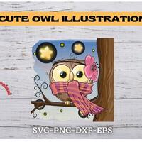 Cute Owl Illustration Svg