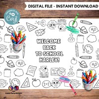 Back to School Owls XL Table Runner | Editable Back to School poster to color | Welcome coloring pag