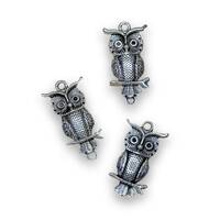 Owl Tibetan silver charm pendant favour jewellery craft bird UK