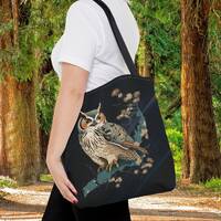 HORNED OWL Tote Bag, Japanese Style Owl Tote, Pretty Shopping Bag, Owl Tote Bag for Mom, Gift for Na