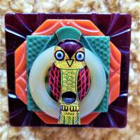 SALE! OOAK Vintage Tin Owl Brooch
