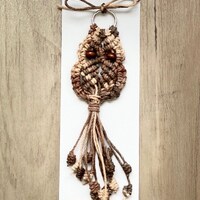 Owl Keychain, Purse Charm, Mini Macrame Owl, Hemp