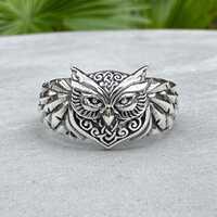 Handcrafted 925 Sterling Silver Owl Ring Night Owl Fashion Bird Women Ring Silver Jewelry Accessorie