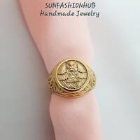 Master Mason owl Handmade Sterling Silver Signet Ring for men and women, sterling silver Freemason r