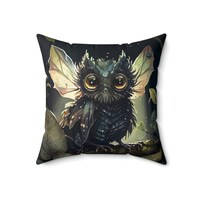 Cute Fantasy Owl Pillow Dark Forest Owl Creature Pillow Decor Cute Woodlands Owl Creature Pillow Hom