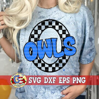Owls Checker svg dxf eps png. Checkered Retro Owls SvG | Owls PnG | Owls Mascot SvG | Retro Owls Sch