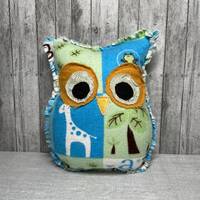 Handmade Flannel Owl ‘Owlbert’ Stuffed Animal Whimsical