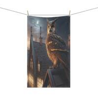 Owl Kitchen Towel Kitchen Hand Towel Fantasy Owl at Night Bird Housewarming Tea Towel Dish Towel Hou