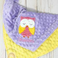 Personalized Baby Owl Minky Blanket | Custom Baby Shower Gift | Any Color Combination