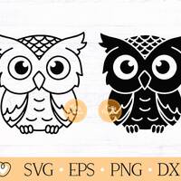 Cute Owl SVG, Silhouette Clipart (Digital Files)
