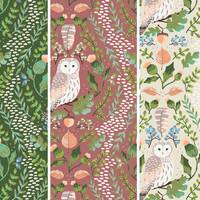 Owl Fabric, Wildwood Wander Hidden Owl Green Rose or Cream Riley Blake Quilting Cotton Fabric, Thist