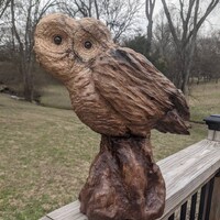 Hand Carved Owl Custom Sculpture by Wildlife Artist Lowell Mosley One of A Kind Owl Collector Christ