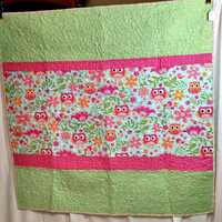 Handmade Owls Baby Quilt: Bright Colors, Soft Cotton.
