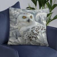 Snowy Owl Throw Pillow, Wildlife Decorative Cushion, Bird Lover Gift, Snowy Owl Painting, Bird Art D