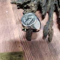 Genuine Athens Drachm owl, circa 200 BC, sterling silver unisex ring size 7