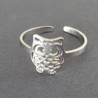 Stainless Steel Silver Owl Ring, Resizable Ring, Detailed Owl Design, Silver Animal Ring, Bird Ring,