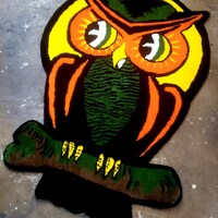 Vintage Style Halloween Rug. Beistle inspired owl rug. Halloween decor/Accent rug/vintage halloween/
