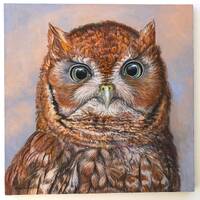 Oil Painting ~ Eastern Red Morph Screech Owl Portrait