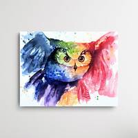 Original Aquarell BE WISE schlaue Eule, Intelligenz von Hand signiert, Original Watercolor Smart Owl