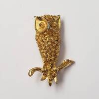 Vintage Brooch Owl Gold Tone Retro Collectible Pin Costume Jewelry