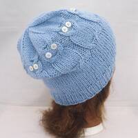 Women Owl Hat, Cable Beanie Hat, Women Hat in , Owl hat in Blue, Handmade Hat