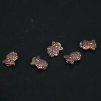 Mini Owl Beads, Antique Charms ,Copper Owl Spacer Bead , Double Sided ,  Metal Bead Finding 8mm x 10
