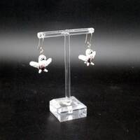 One pair of Miniature Glass Snowy Owl Earrings