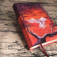 Red Sun Owl Journal, Blank Book of Shadows, A5 BOS, Grimoire